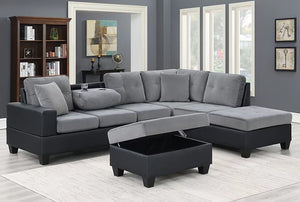 GRAND PARKWAY VELVET 3PC SECTIONAL & OTTOMAN (3 COLORS)