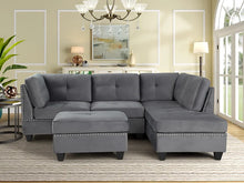 Load image into Gallery viewer, UPTOWN VELVET SECTIONAL W/ OTTOMAN
