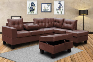 ALLEN PARKWAY BROWN 3PC SECTIONAL & OTTOMAN