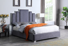Load image into Gallery viewer, COCO BLACK OR GRAY 60&quot; BED VELVET WITH CHROME TRIM
