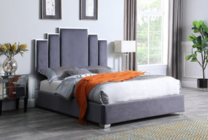 COCO BLACK OR GRAY 60" BED VELVET WITH CHROME TRIM
