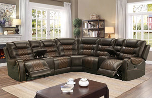 PHOENIX RECLINING SECTIONAL IN 2-TONE BROWN