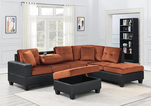 GRAND PARKWAY VELVET 3PC SECTIONAL & OTTOMAN (3 COLORS)
