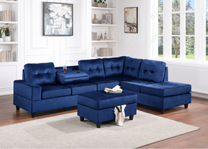 HEIGHTS VELVET SECTIONAL & OTTOMAN (3 COLORS)