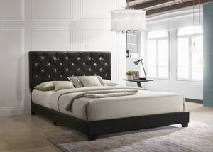 BLACK LEATHER BED WITH DIAMONDS