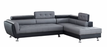 Load image into Gallery viewer, IZZI BONDED LEATHER SECTIONAL WITH FLIP TOP HEADRESTS IN GRAY
