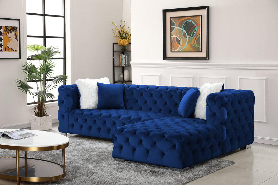 JEWEL BLUE VELVET SECTIONAL