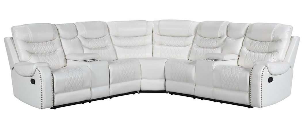 MARTIN WHITE LEATHER RECLINING SECTIONAL