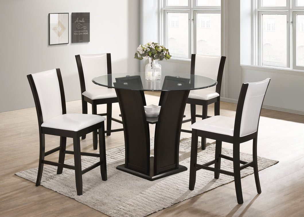 ORLANDO GLASS 5PC COUNTER HEIGHT DINING SET