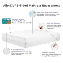 Load image into Gallery viewer, PROTECT-A-BED ALLERZIP 6-SIDED WATERPROOF MATTRESS PROTECTOR WITH ALLERGEN &amp; BEDBUG/DUSTMITE PROTECTION
