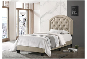 GABY TWIN/FULL GOLD LEATHER PLATFORM BED