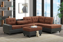 Load image into Gallery viewer, PU6HEIGHTS MICROFIBER SECTIONAL WITH DROP DOWN CUP HOLDERS AND STORAGE OTTOMAN (3 COLORS)
