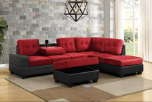 Load image into Gallery viewer, PU6HEIGHTS MICROFIBER SECTIONAL WITH DROP DOWN CUP HOLDERS AND STORAGE OTTOMAN (3 COLORS)
