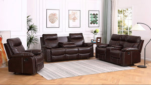 SARA LEATHER 3PC RECLINING LIVING ROOM SET (2 COLORS)