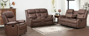 WESTON BROWN 3PC RECLINING LIVING ROOM SET